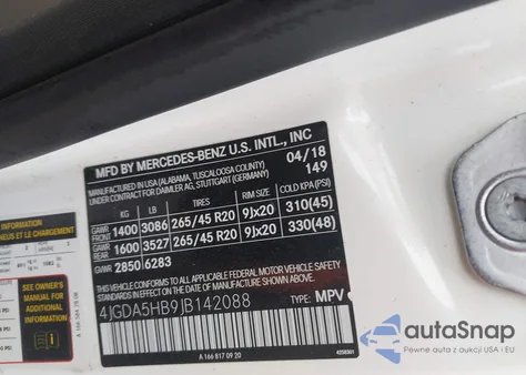 2018 Mercedes-Benz Gle 350 4Matic z USA, uszkodzony, nr VIN 4JGDA5HB9JB142088